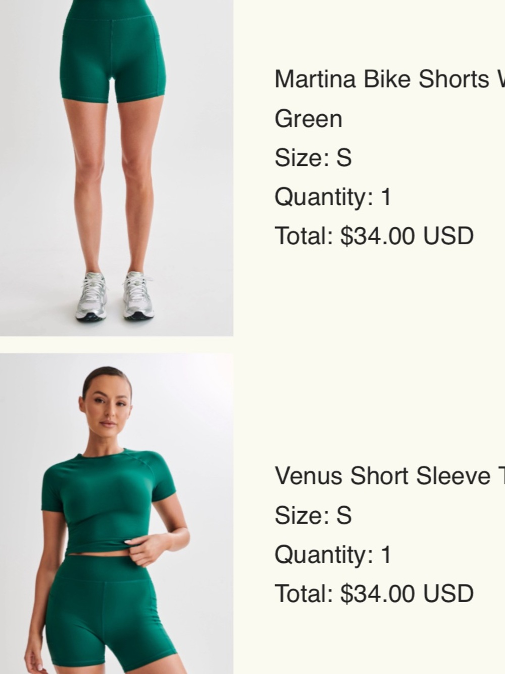 Meshki Green Martina Bike Shorts and Venus Short Sleeve Set